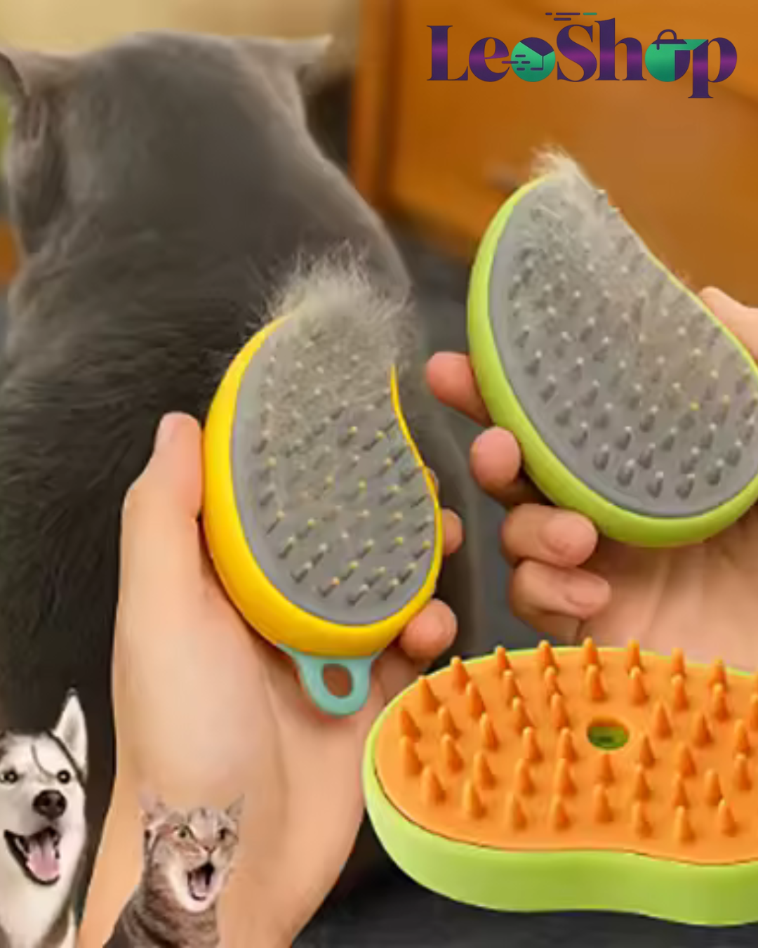 Cepillo a vapor para mascotas 3 en 1