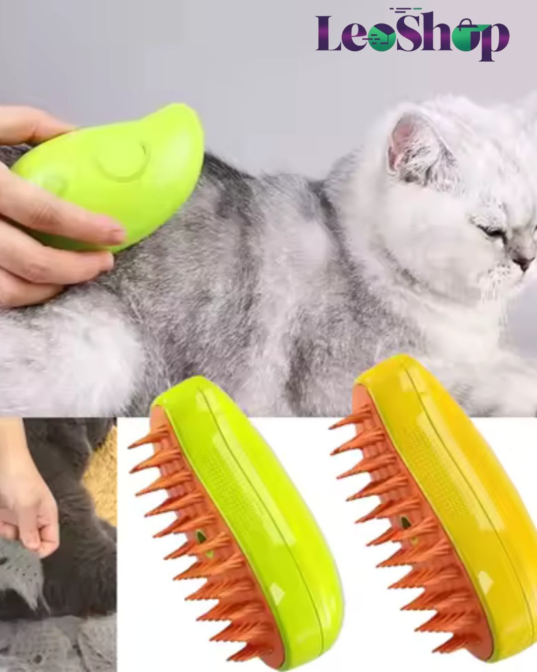 Cepillo a vapor para mascotas 3 en 1